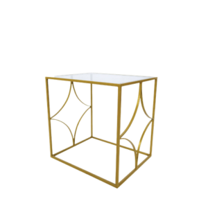 MESA DOURADO E VIDRO