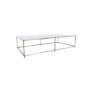 MESA RECTANGULAR DOURADO E VIDRO