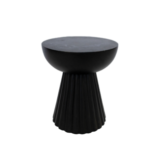 MESA DE CENTRO REDONDA MADEIRA PRETA AMPULHETA