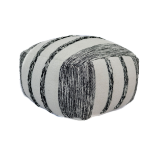 SQUARE POUF WITH BLACK STRIPES