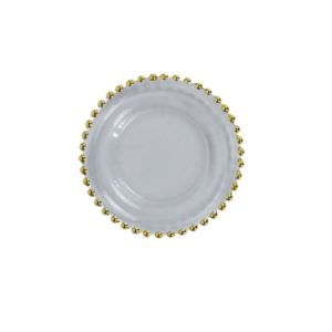 GLASS BREAD PLATE WITH GOLDEN DOTS