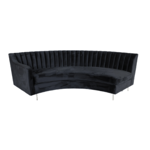 SOFÁ VELUDO PRETO MEIA LUA