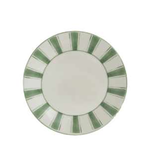 HAND-PAINTED GREEN STRIPE DINNER PLATE