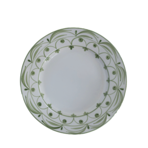 HAND-PAINTED GREEN FLORAL DINNER PLATE