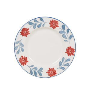 BLUE AND RED FLOWER DINNER PLATE