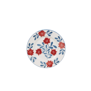 BLUE AND RED FLOWER DESSERT PLATE