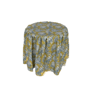 ATOALHADO PARA MESA DE JARDIM FLORAL AZUL E MOSTARDA