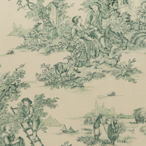 TOALHA RETANGULAR TOILE JOUY VERDE FUNDO BEGE