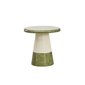 MESA DE CENTRO DE FERRO EM BRANCO E VERDE
