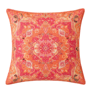 CORAL ORIENTAL PATTERN SQUARE CUSHION