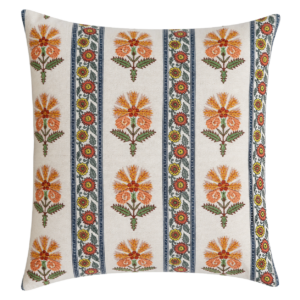 ALMOFADA QUADRADA COM PADRÃO INDIANO FLORAL E RISCAS