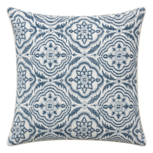BLUE AND WHITE GEOMETRIC SQUARE CUSHION