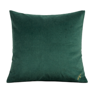 GREEN VELVET SQUARE CUSHION WITH CHRISTMAS EMBROIDERY