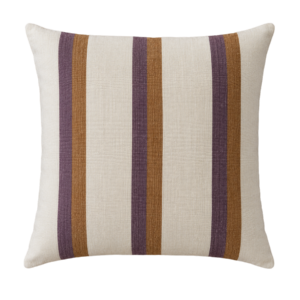 TERRACOTTA AND RUST STRIPES SQUARE LINEN CUSHION