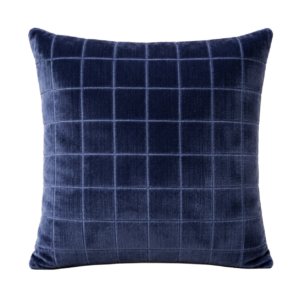 ALMOFADA QUADRADA VELUDO AZUL ESCURO COM TECTURA QUADRADOS
