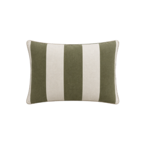 GREEN WIDE-STRIPED RECTANGULAR CUSHION