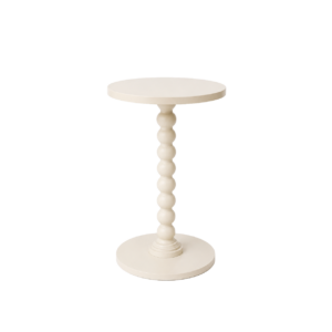 MESA DE APOIO BRANCA COM PÉ DE BOLINHAS